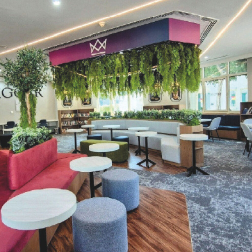 The interior of the University Study Centre Dubai, a collaboration between Regent College London and INTO University Partnerships.
