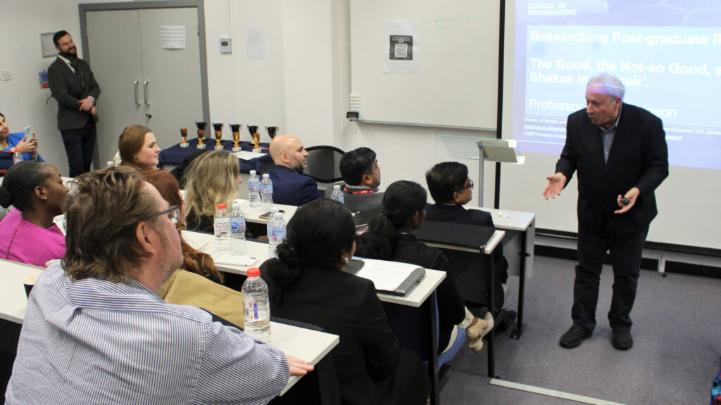 Professor Alan Parkinson, Director of Studies and Deputy Director (Education) at University College London (UCL), delivers his keynote address at the Postgraduate Research Conference 2025. 