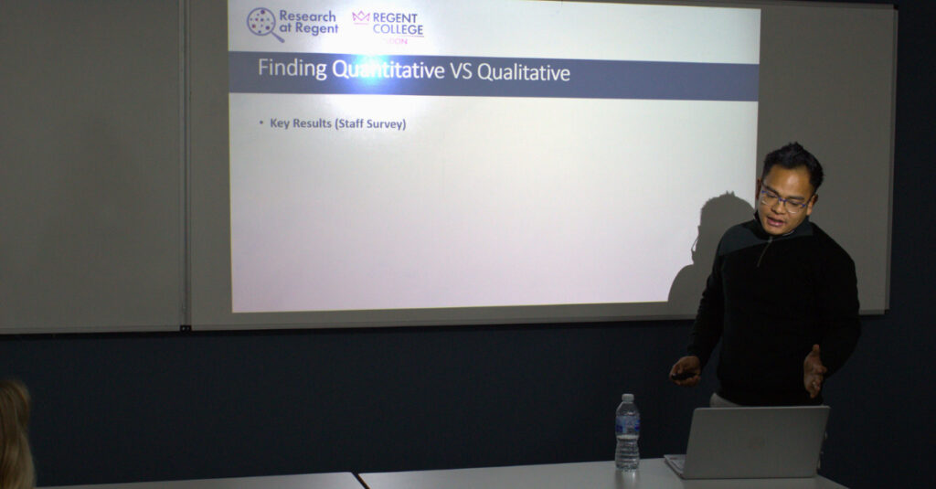 An RCL Business student presenting to their classmates.