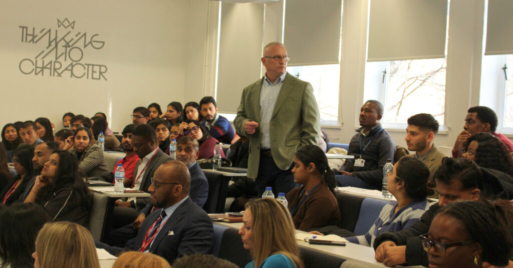 Dr James Alder, Lecturer at Arden University, delivers his keynote presentation at the School of Health and Sports Science Research Showcase 2026.