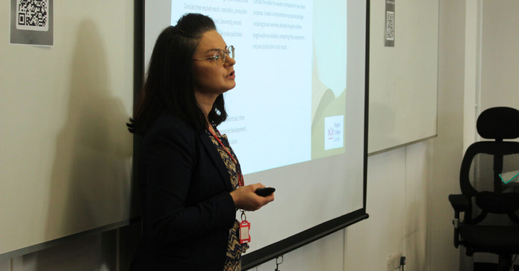 Alicja McGarrigle, Senior Lecturer in RCL's School of Health and Sports Science delivers her presentation at the School's Research Showcase 2026.